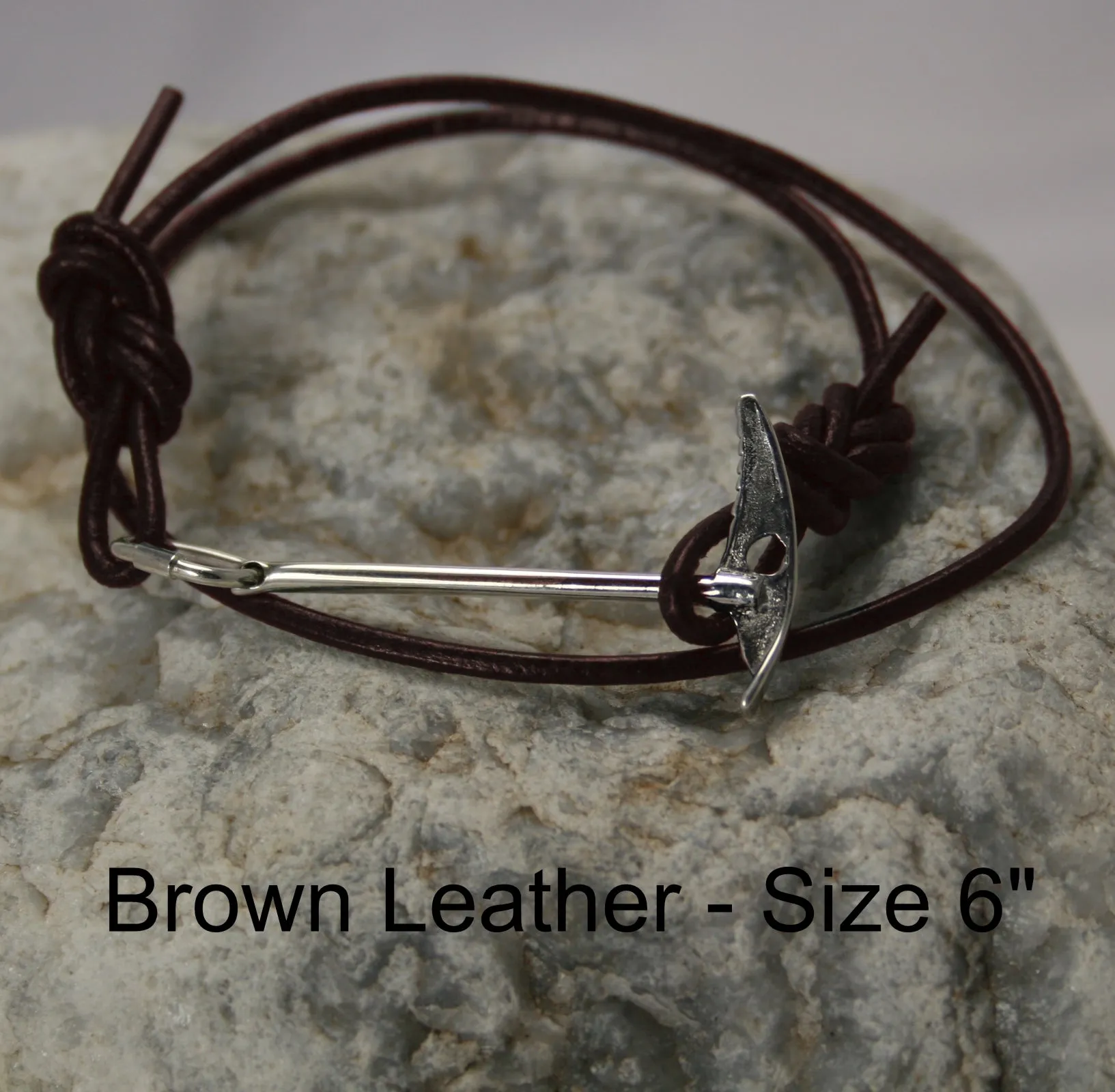 Climbers Ice Axe Bracelet - Sterling & Leather