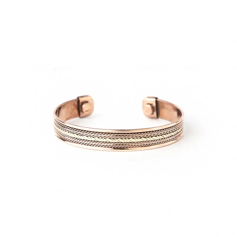Copper Bracelet for Men and Women 99.9% Pure Copper Fashion Bangle 6.8" Adjustable Size Healthy Bracelet