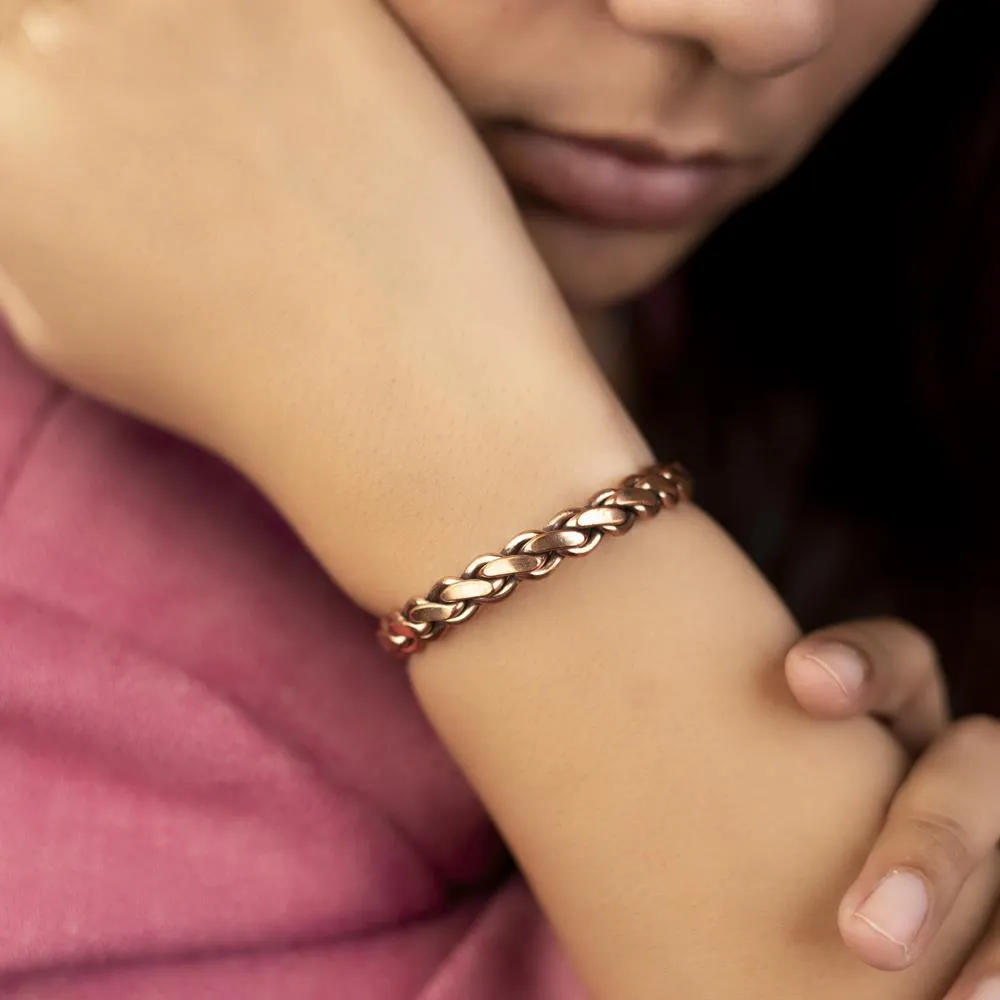 Copper Bracelet for Men and Women 99.9% Pure Copper Fashion Bangle 6.8" Adjustable Size Healthy Bracelet