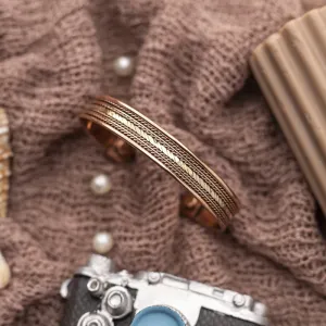 Copper Bracelet for Men and Women 99.9% Pure Copper Fashion Bangle 6.8" Adjustable Size Healthy Bracelet