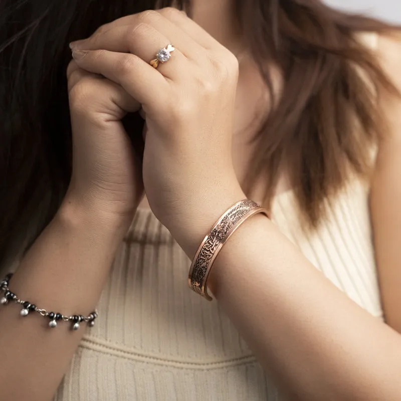 Copper Bracelet for Men and Women 99.9% Pure Copper Fashion Bangle 6.8" Adjustable Size Healthy Bracelet