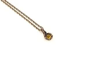 Copper Mini Pendant with Transparent Amber Fused Glass Accent