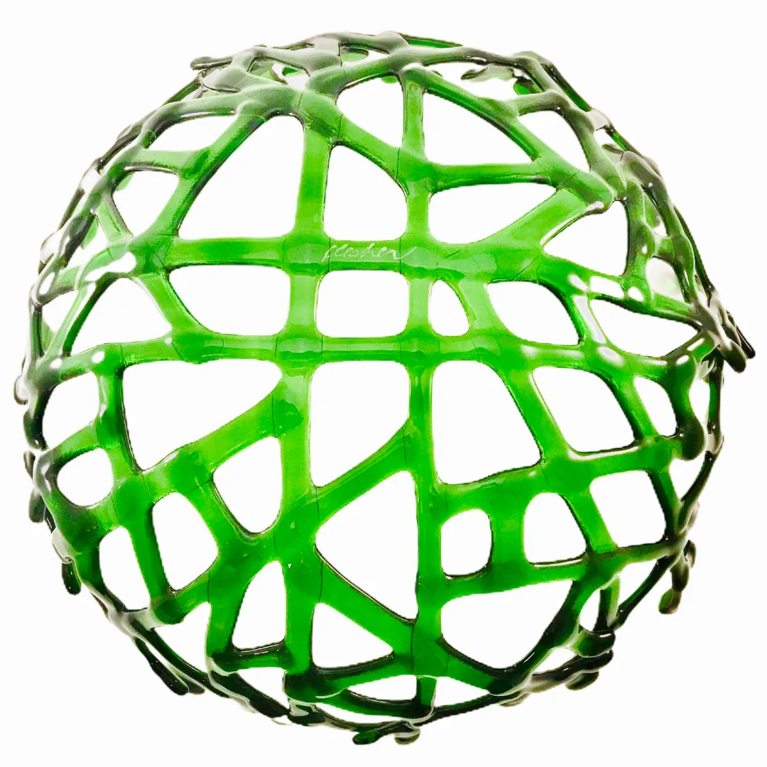 Coral Branch Bowl | Large Emerald Green Transparent  Glass