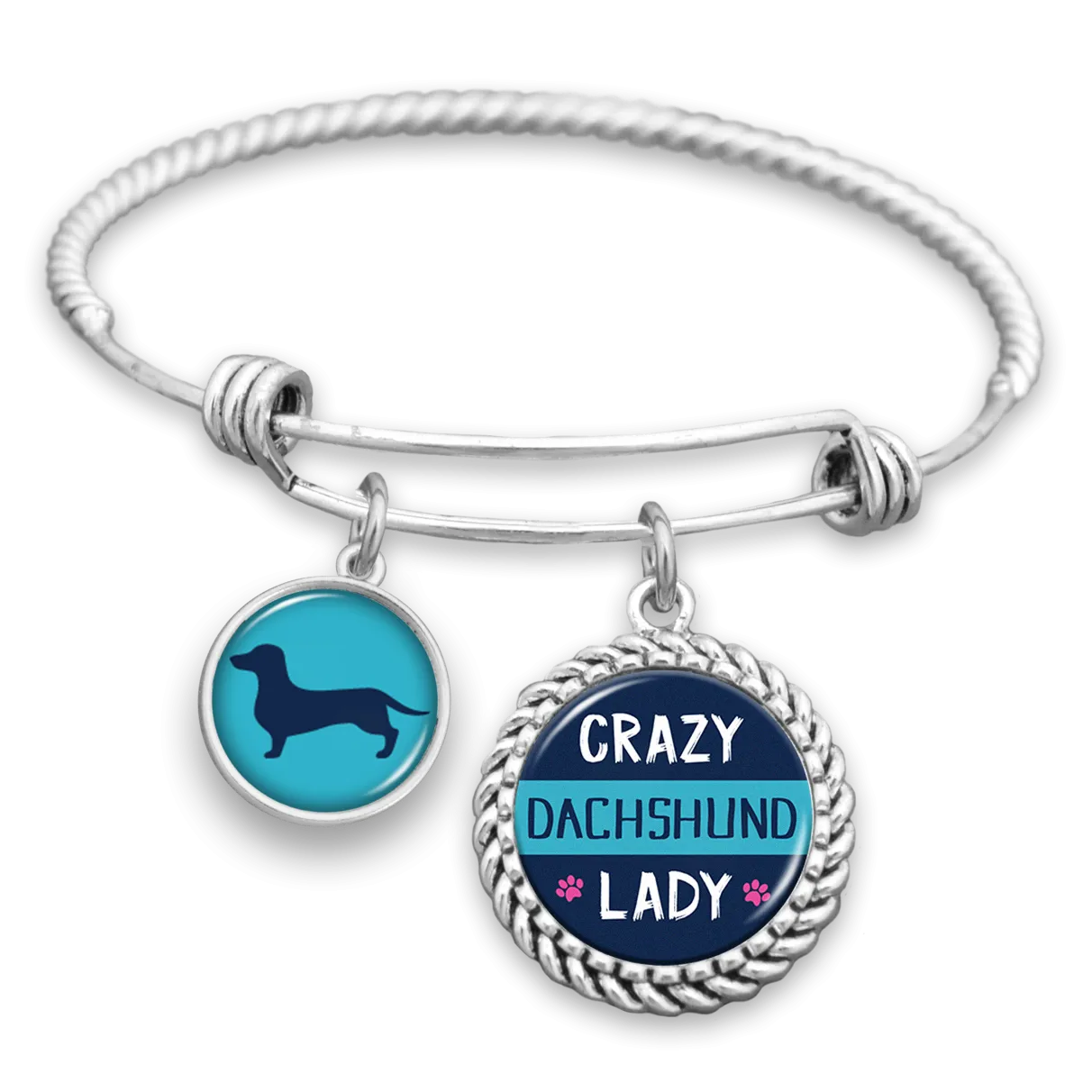 Crazy Dachshund Lady Charm Bracelet