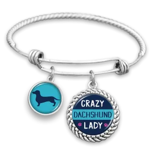 Crazy Dachshund Lady Charm Bracelet