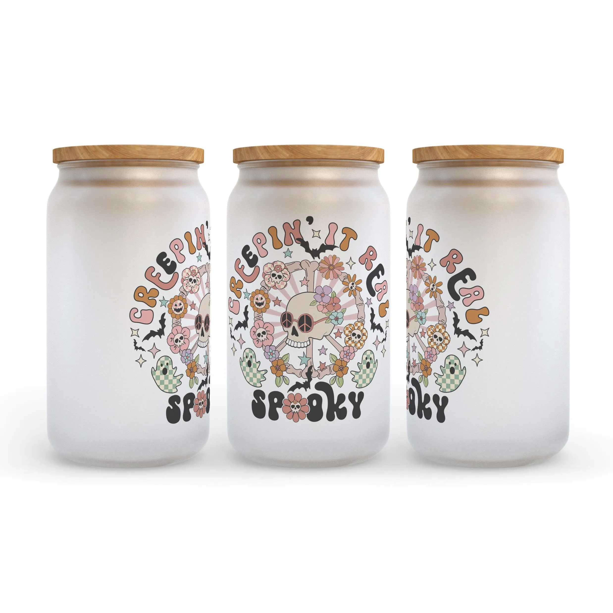 Creepin It Real Spooky Halloween Frosted Glass Can Tumbler
