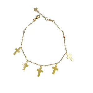 Cross Dangling Bracelet (14K)