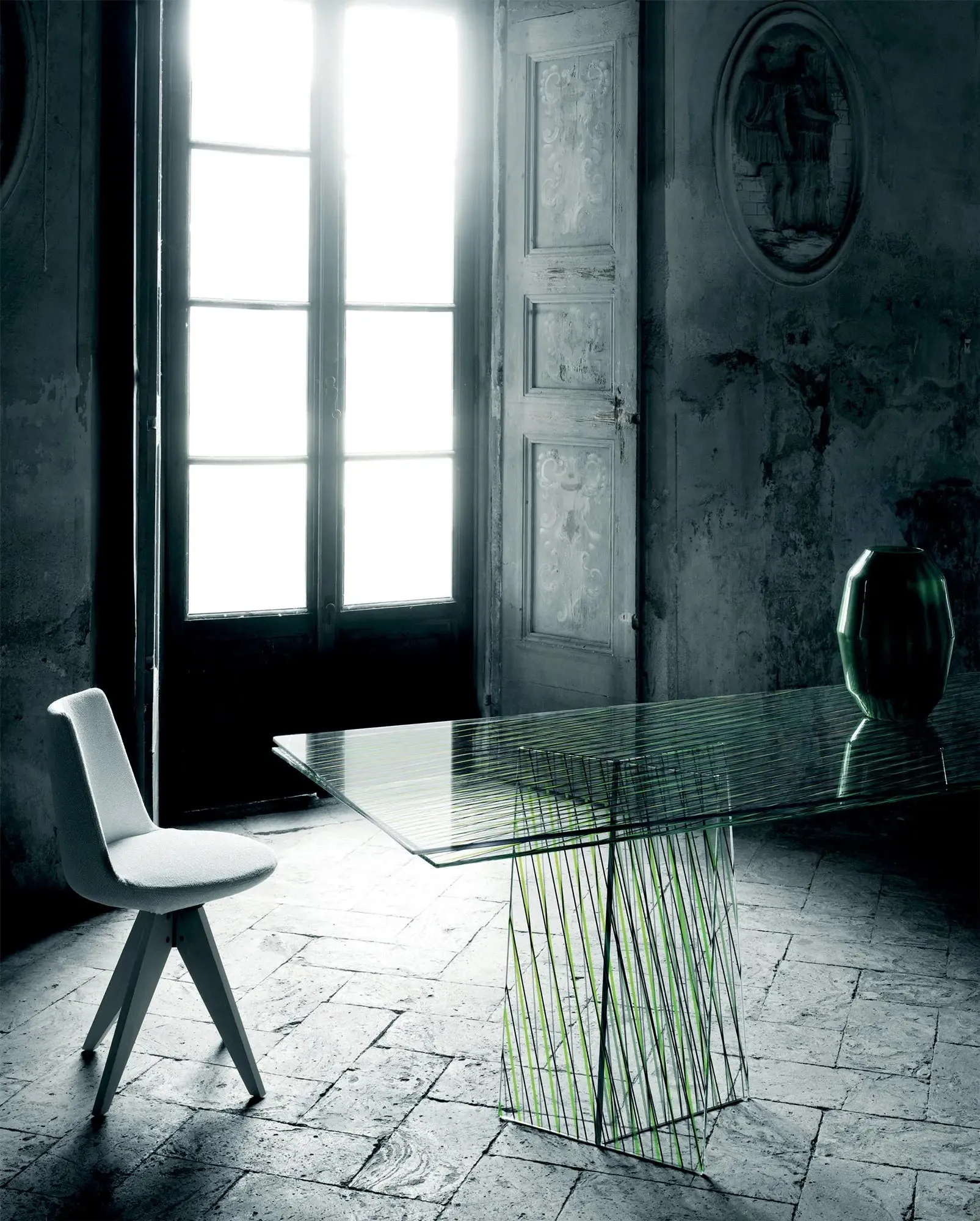 Crossing Glass Table