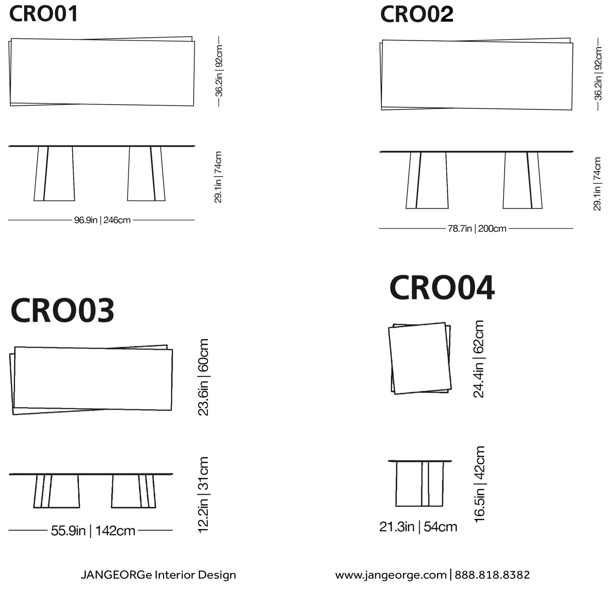 Crossing Glass Table