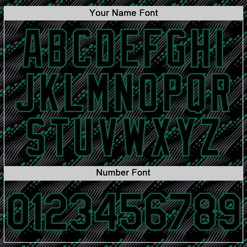 Custom Black Kelly Green 3D Pattern Design Slant Lines Authentic Baseball Jersey