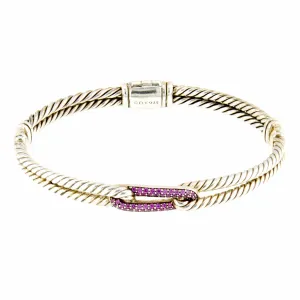 David Yurman Petite Pavé Labyrinth Mini Loop Bracelet with Pink Sapphires