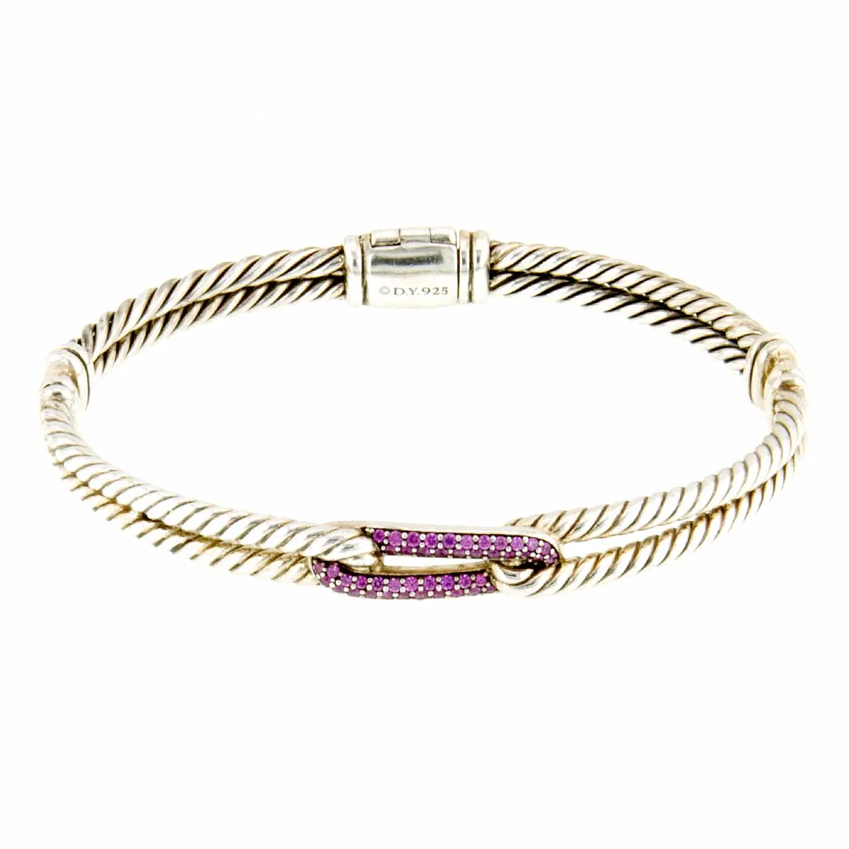 David Yurman Petite Pavé Labyrinth Mini Loop Bracelet with Pink Sapphires