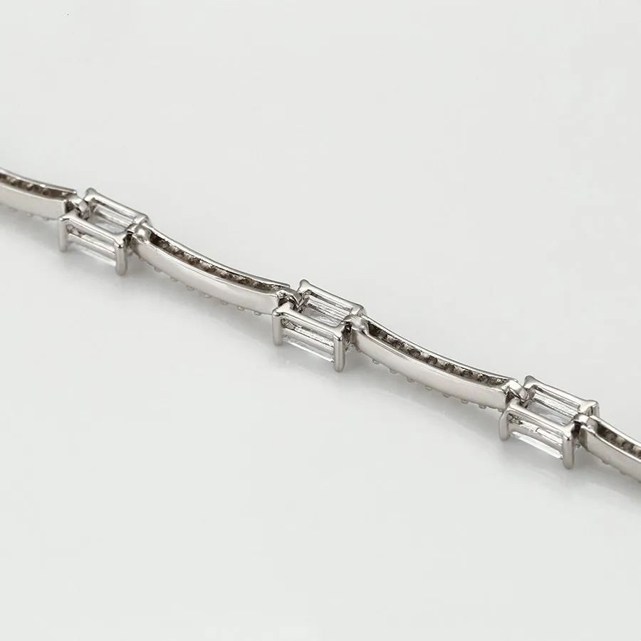 Elegant Rhodium Plated Cz Diamond Bracelet