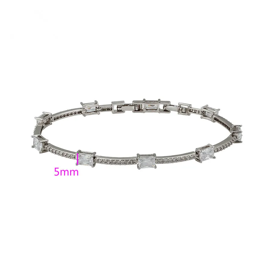 Elegant Rhodium Plated Cz Diamond Bracelet