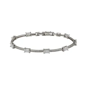 Elegant Rhodium Plated Cz Diamond Bracelet