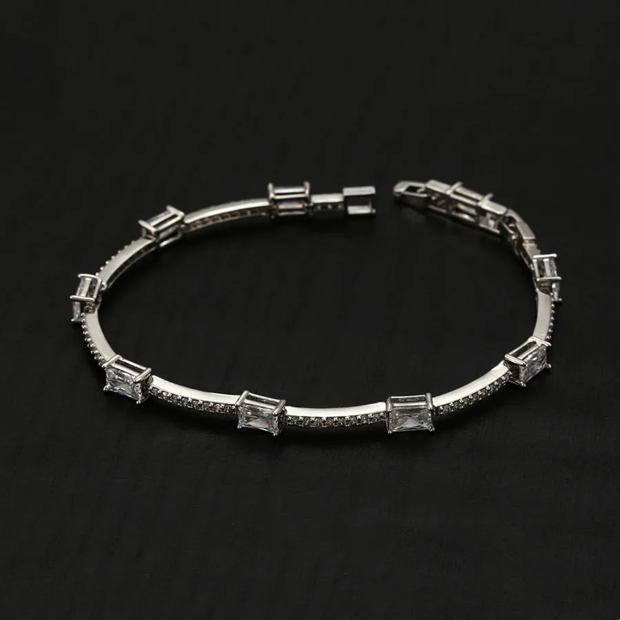 Elegant Rhodium Plated Cz Diamond Bracelet