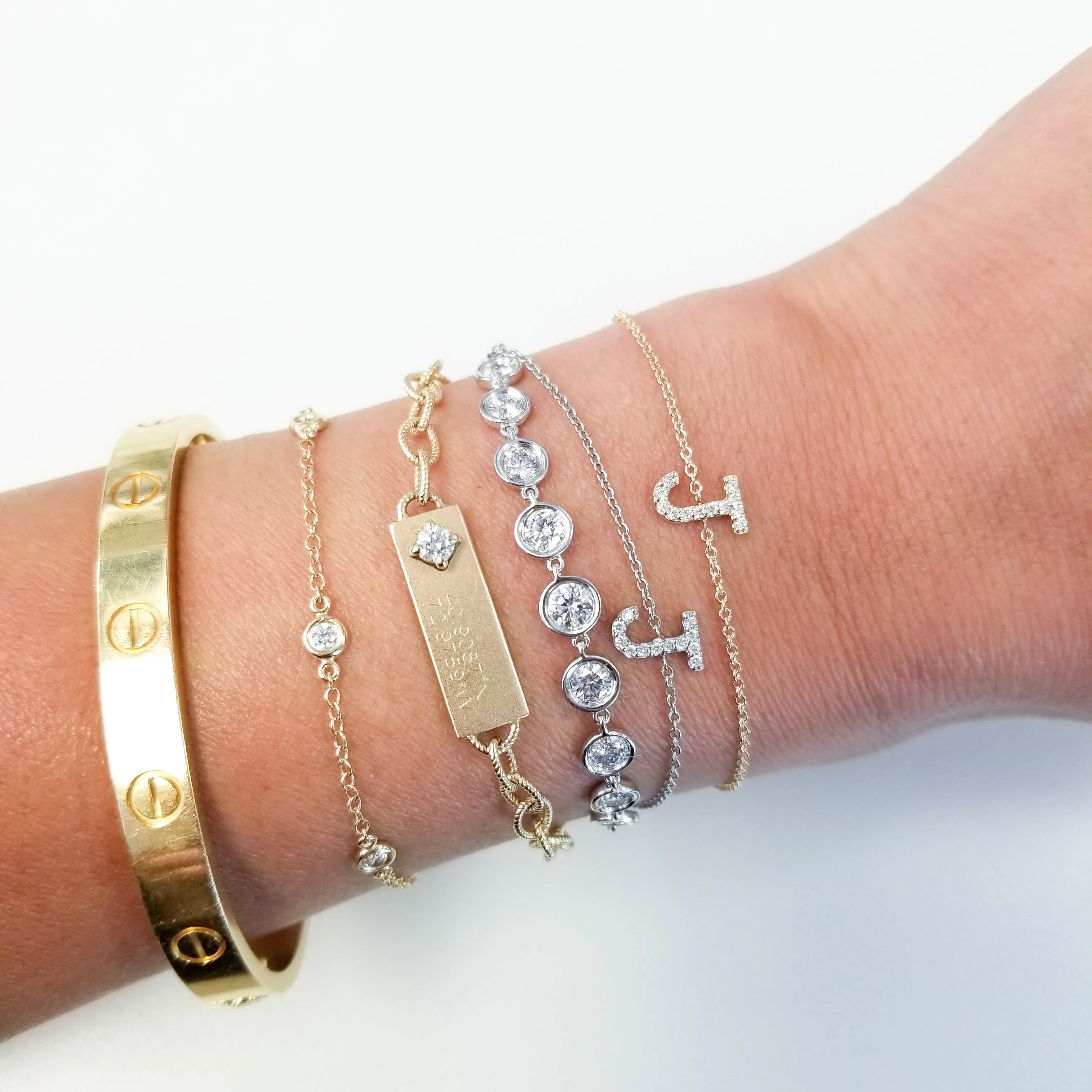Engravable Plate Single Diamond Bracelet