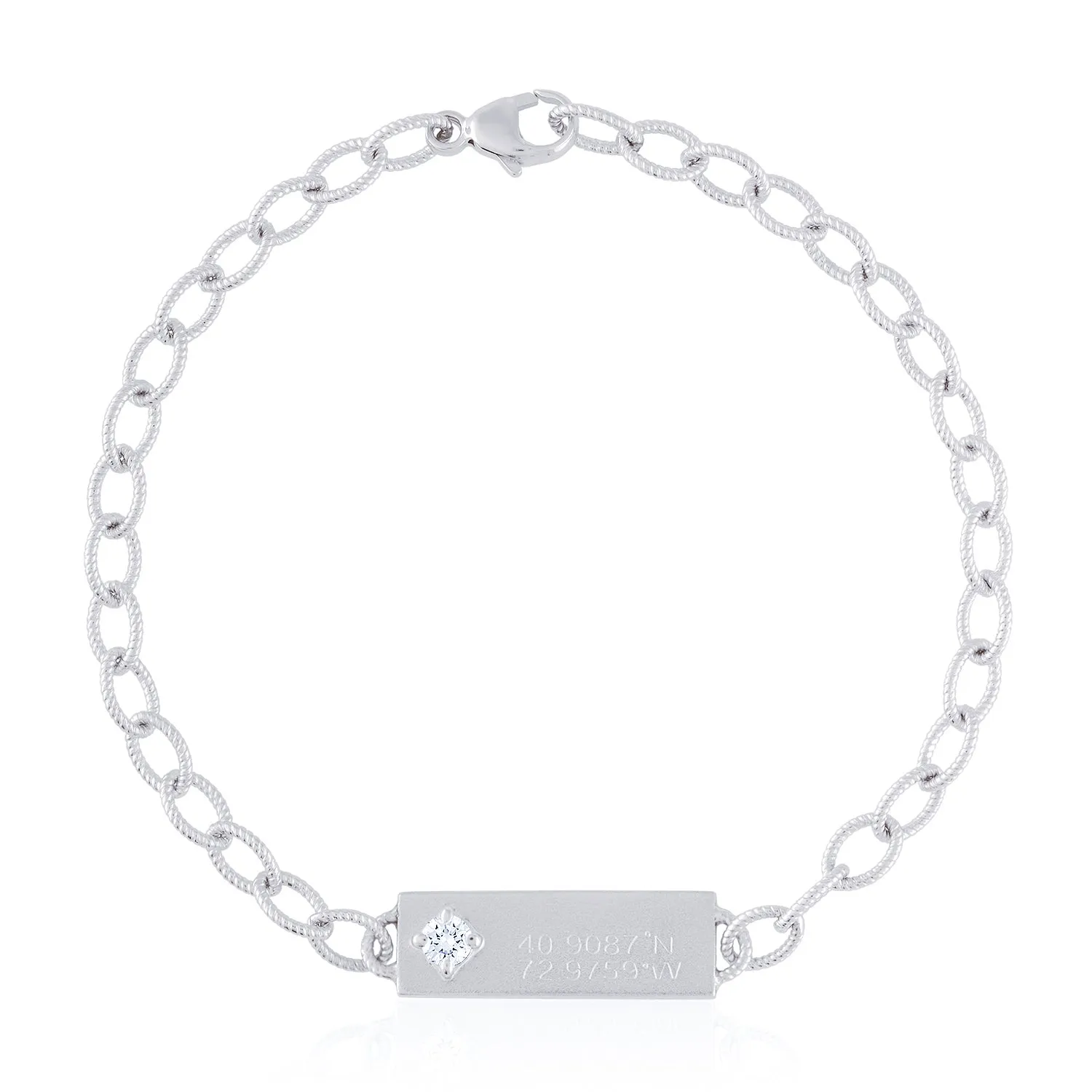 Engravable Plate Single Diamond Bracelet