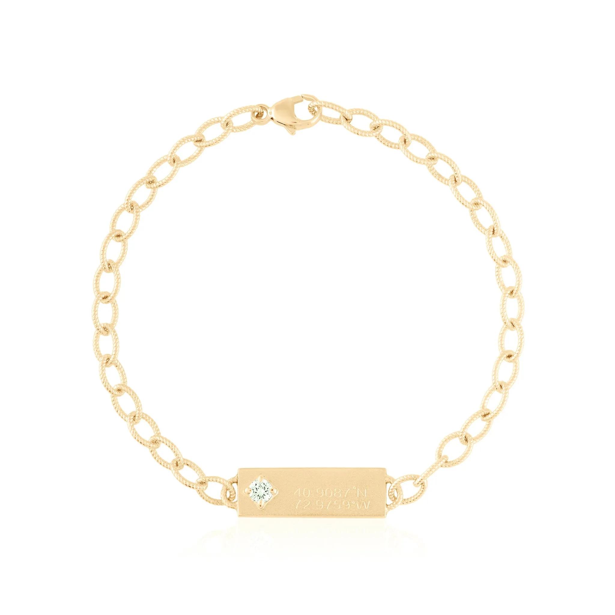 Engravable Plate Single Diamond Bracelet