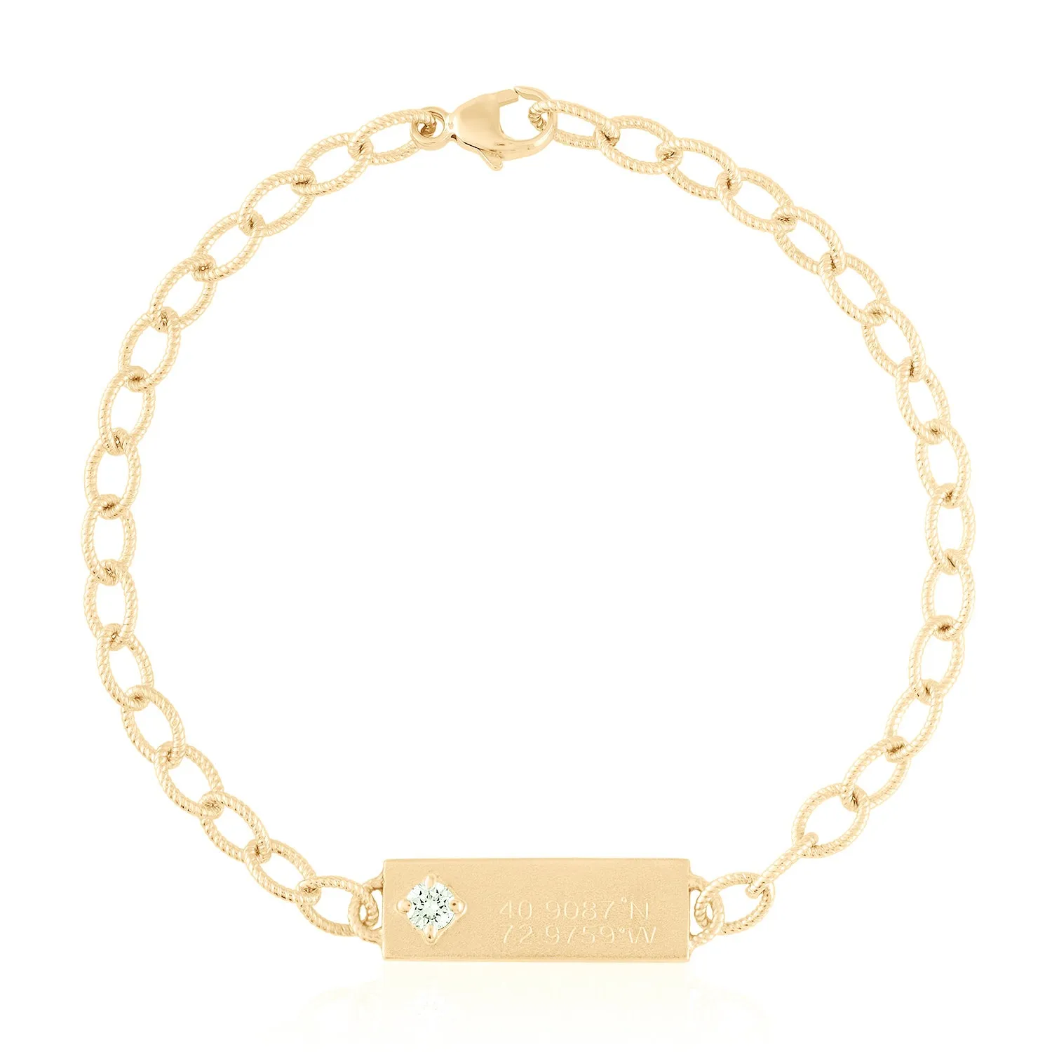 Engravable Plate Single Diamond Bracelet