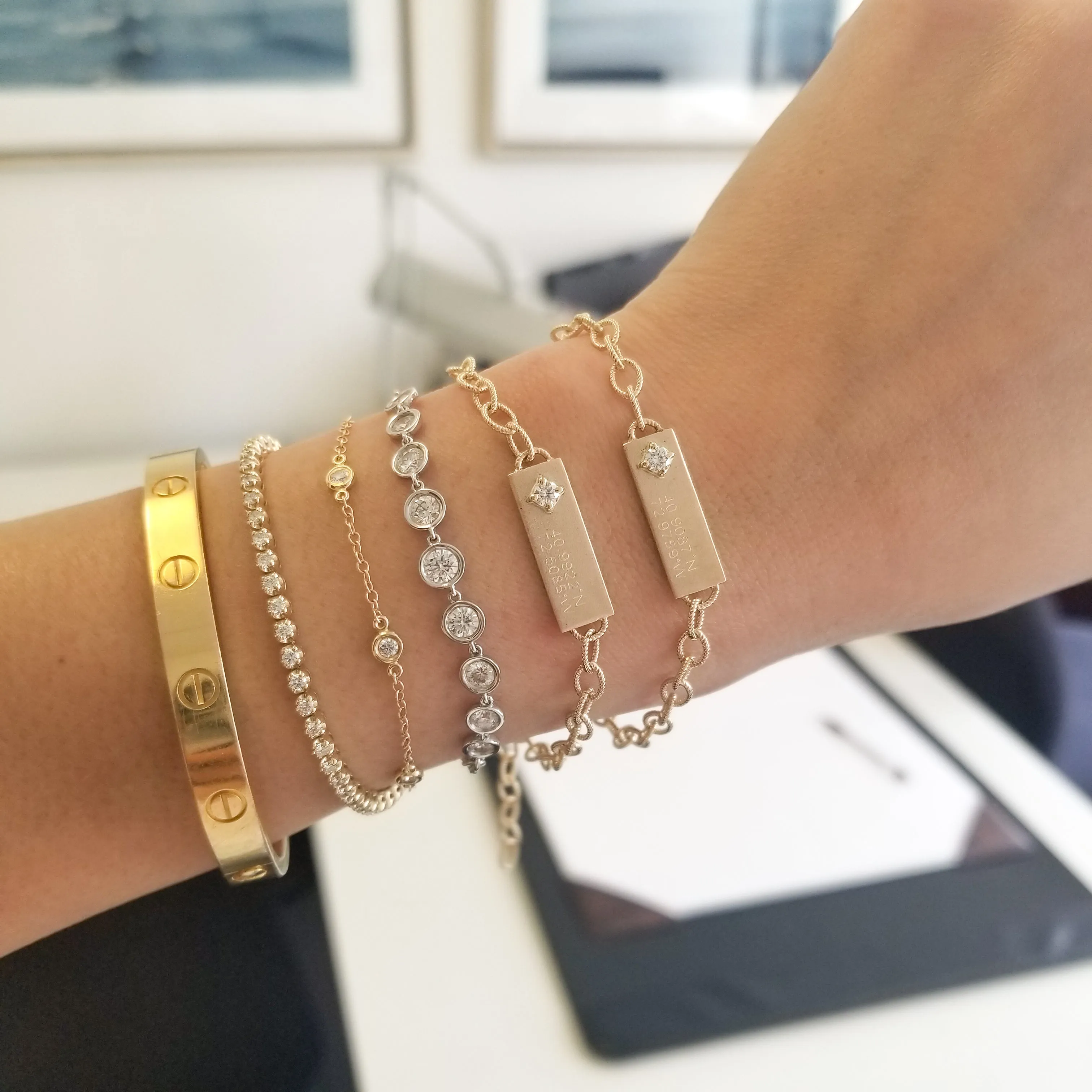 Engravable Plate Single Diamond Bracelet