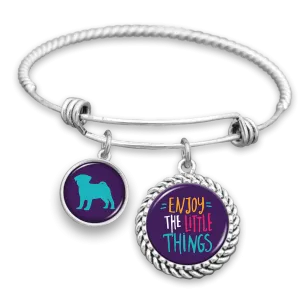 Enjoy The Little Things Pug Charm Bracelet