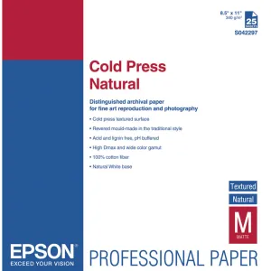 Epson Cold Press Natural Paper | 8.5 x 11", 25 Sheets