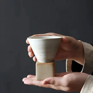 Exquisite Japanese Retro Cup 200ml with Elegant Base (White)