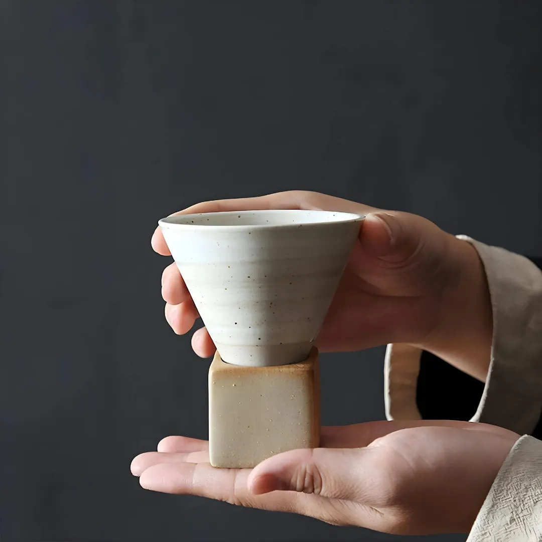 Exquisite Japanese Retro Cup 200ml with Elegant Base (White)