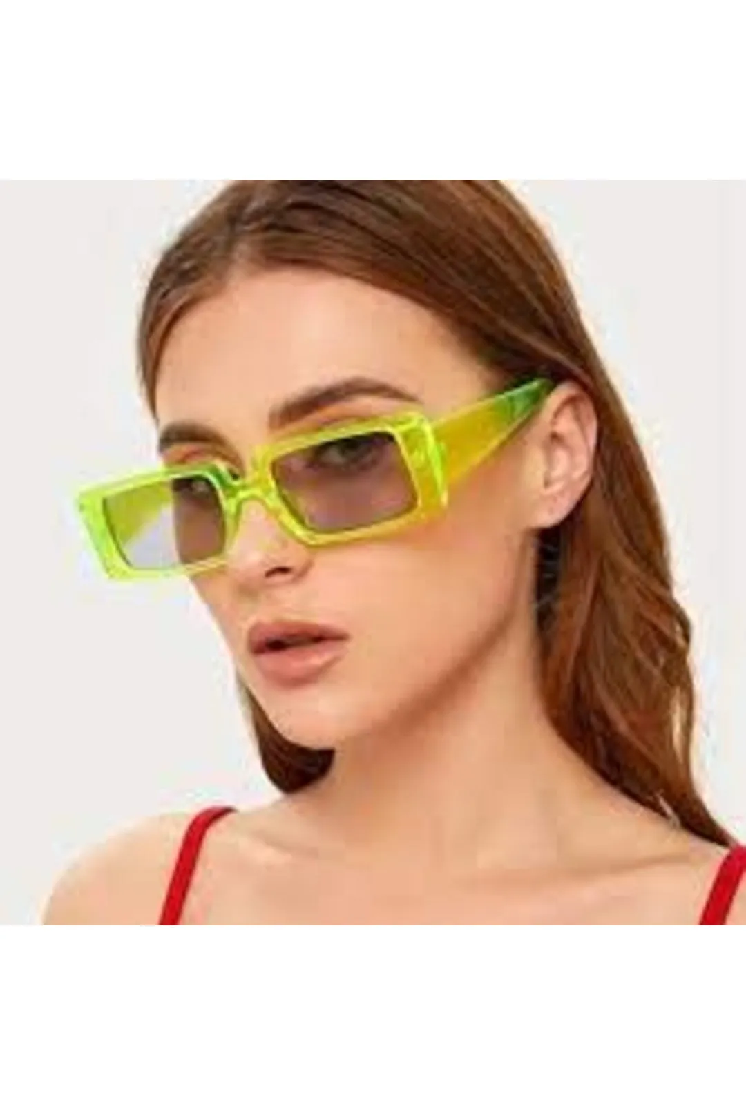Fashion Transparent Red Rectangle Glasses