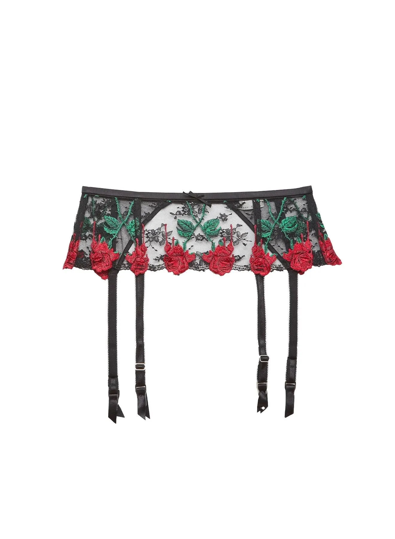 Fleur du Mal's Vampire Rose Embroidery Garter Belt
