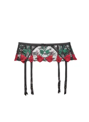 Fleur du Mal's Vampire Rose Embroidery Garter Belt