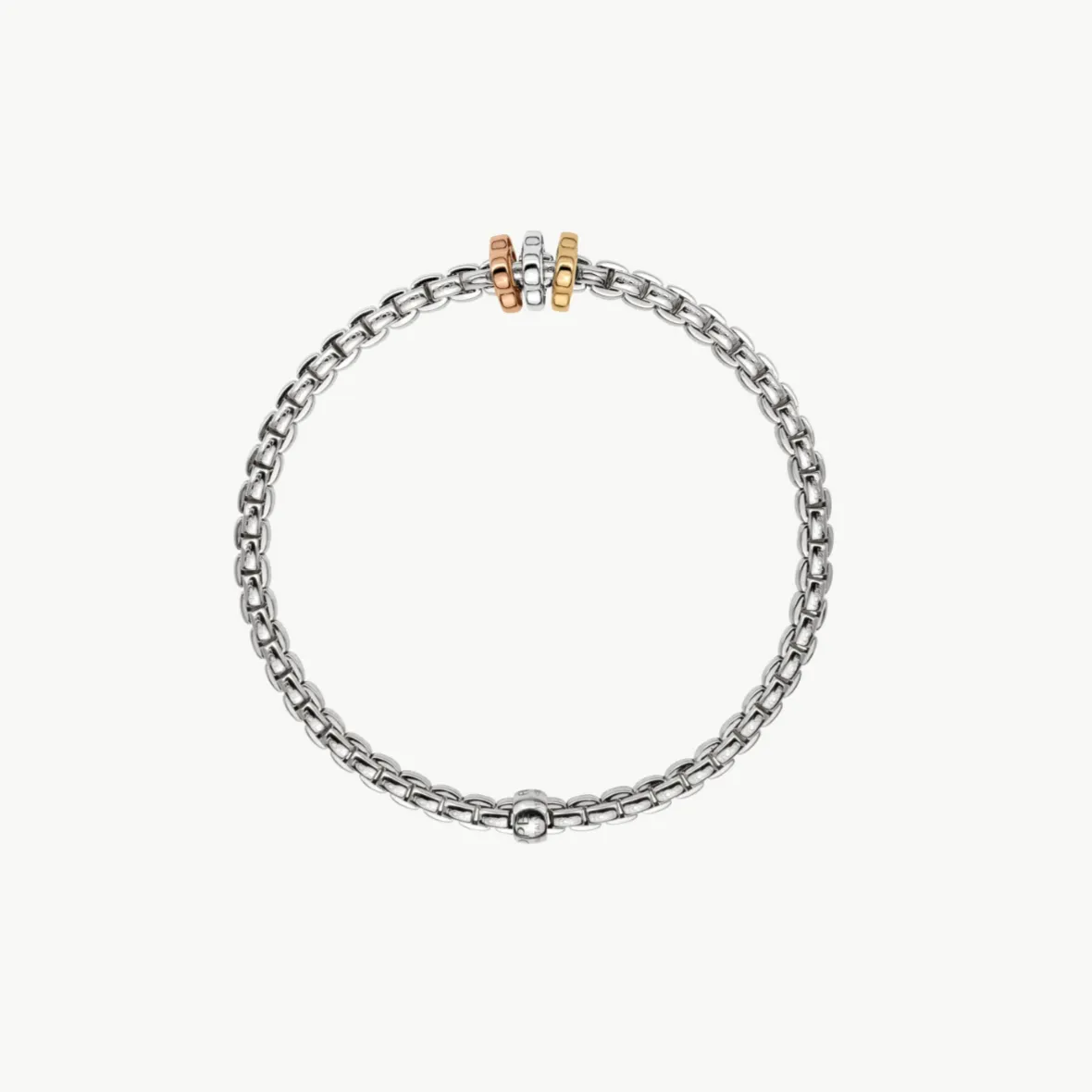 Fope Eka Tiny Flex'it Bracelet with Yellow, Rose & White Gold Rondells