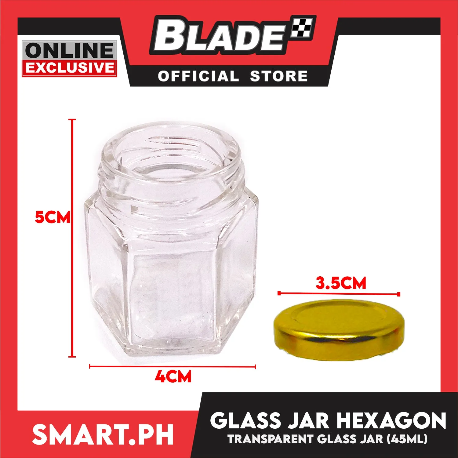 Glass Jar Container with Lid, Hexagon Design 45ml Kitchen Canisters for Coffee, Sugar, Spice and etc.