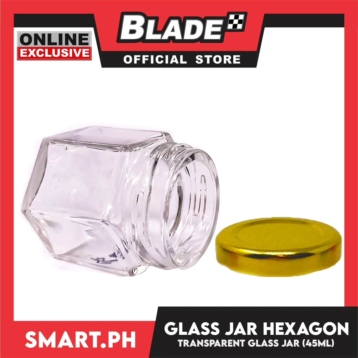 Glass Jar Container with Lid, Hexagon Design 45ml Kitchen Canisters for Coffee, Sugar, Spice and etc.