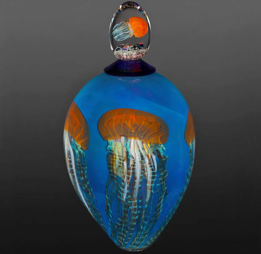 Glass Jellyfish Vase with Lid