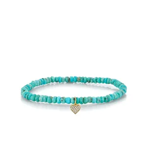 Gold & Diamond Baby Heart on Turquoise