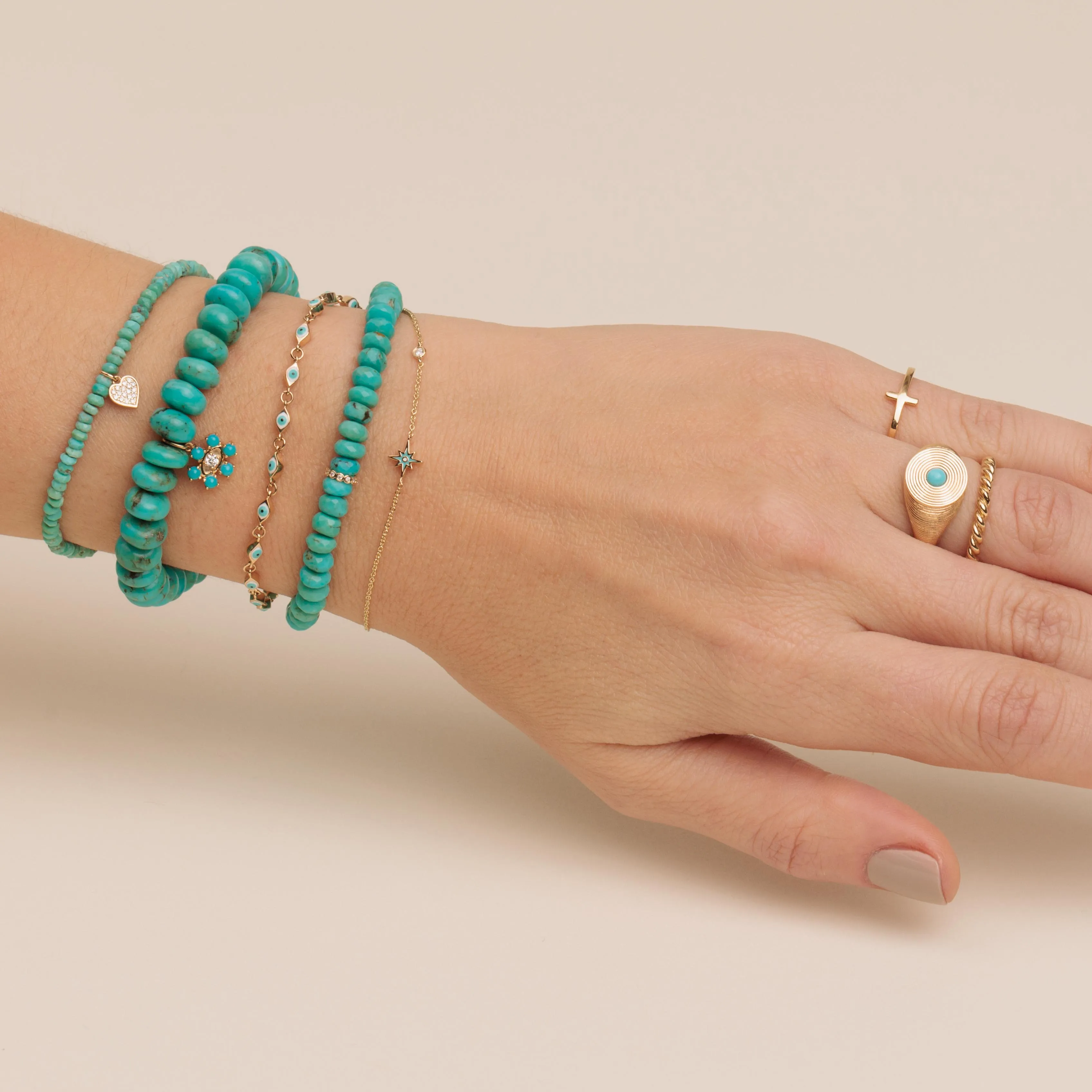 Gold & Diamond Baby Heart on Turquoise