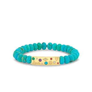 Gold & Diamond Iconography Bar on Turquoise
