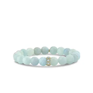 Gold & Diamond Marquise Eye Rondelle on Aquamarine