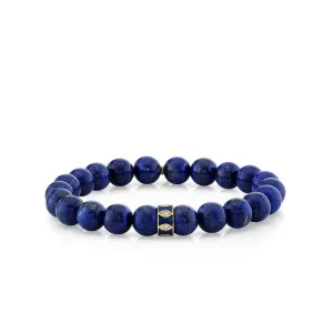 Gold & Diamond Marquise Eye Rondelle on Lapis