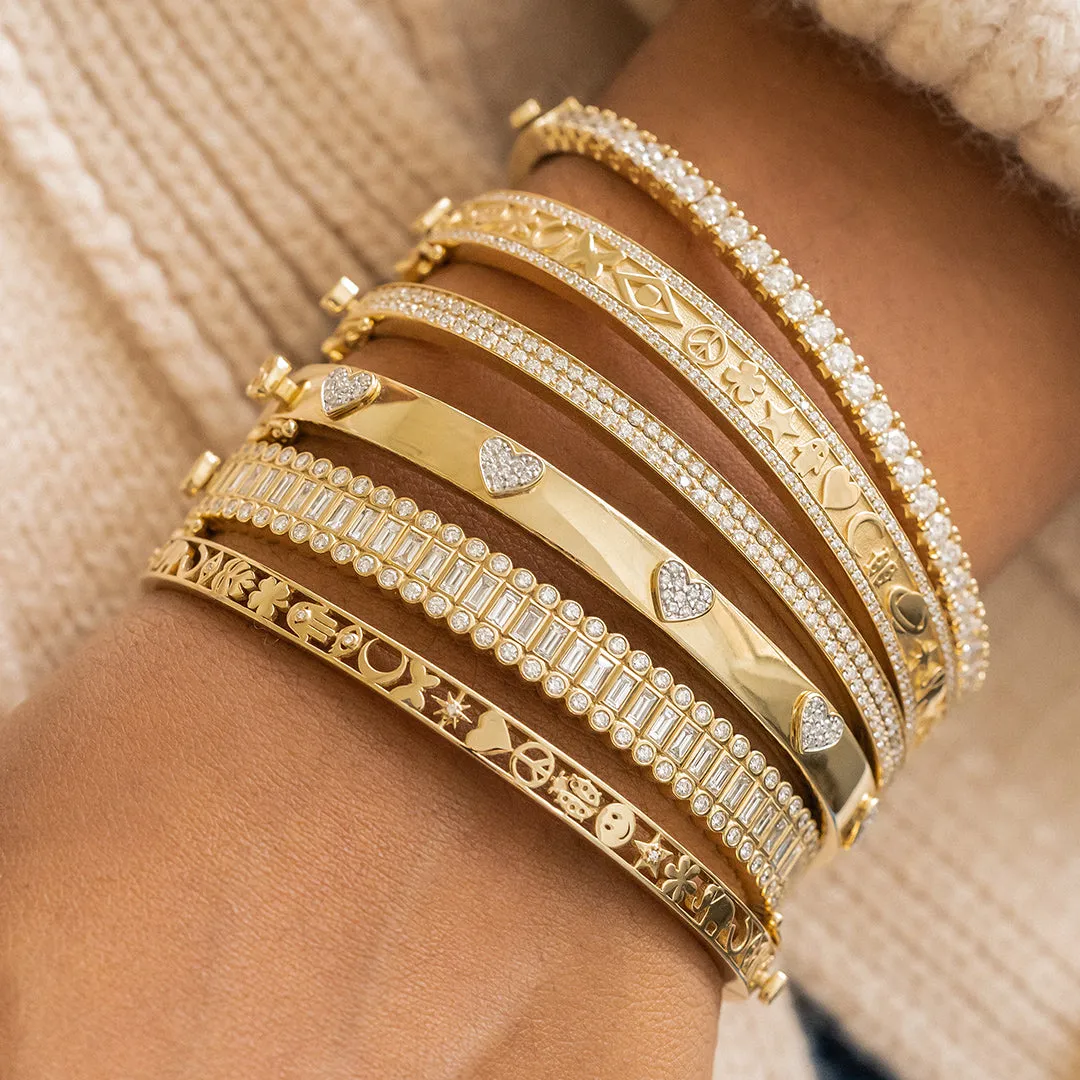 Gold & Diamond Multi Heart Bangle