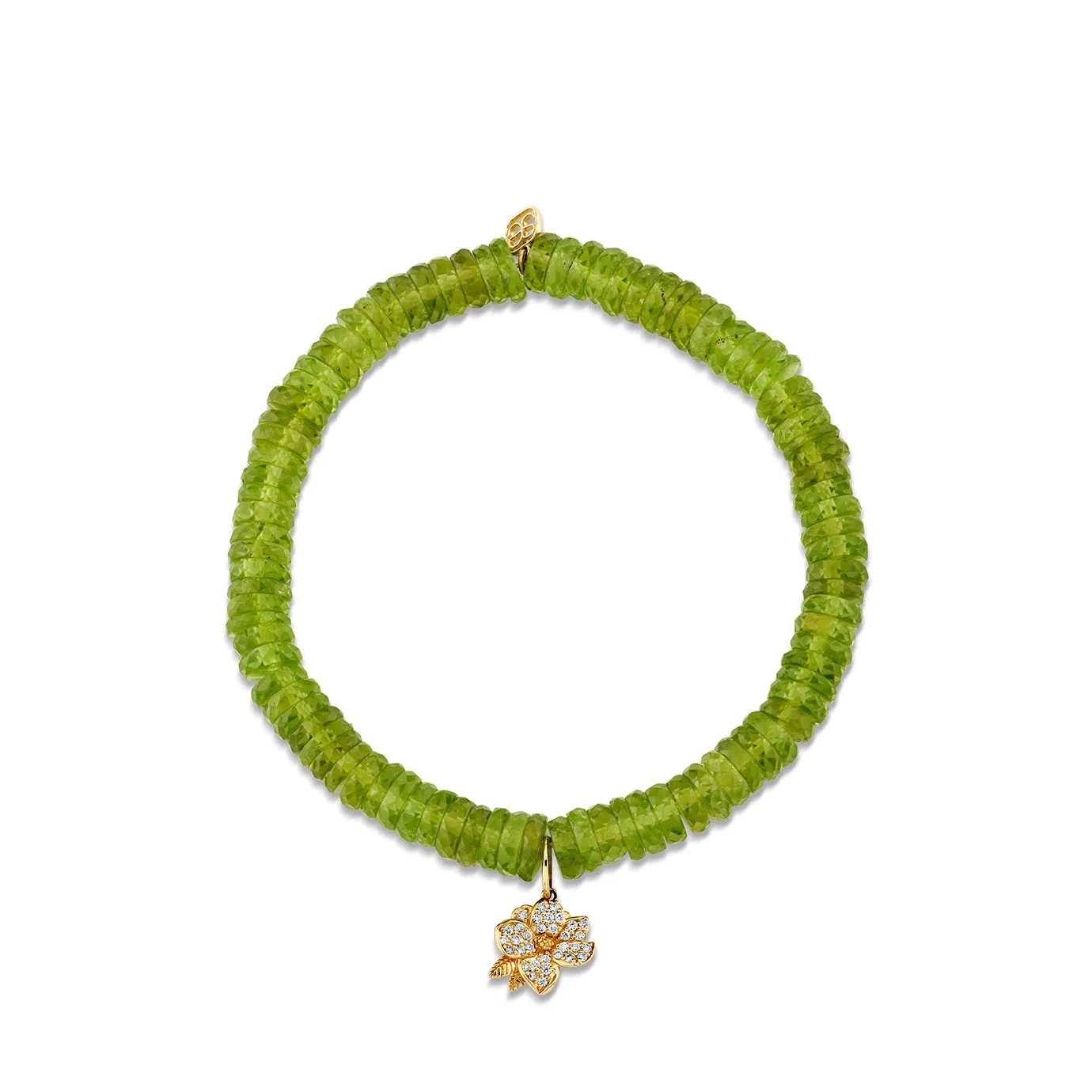 Gold & Diamond Small Magnolia on Peridot