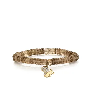 Gold & Diamond Small Squirrel on Smoky Topaz