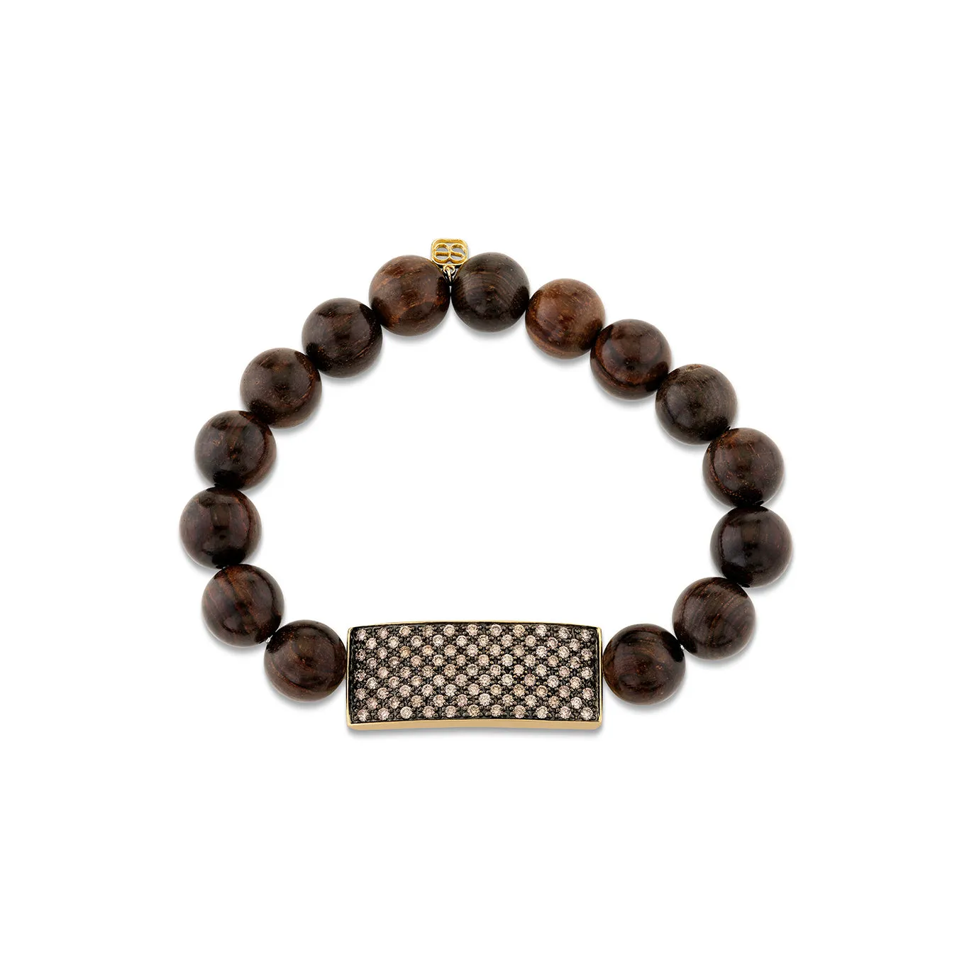 Gold & Diamond Wide Pave ID Bar on Ebony