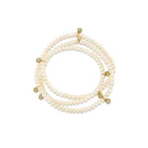 Gold & Diamond Wrap Pearl Bracelet