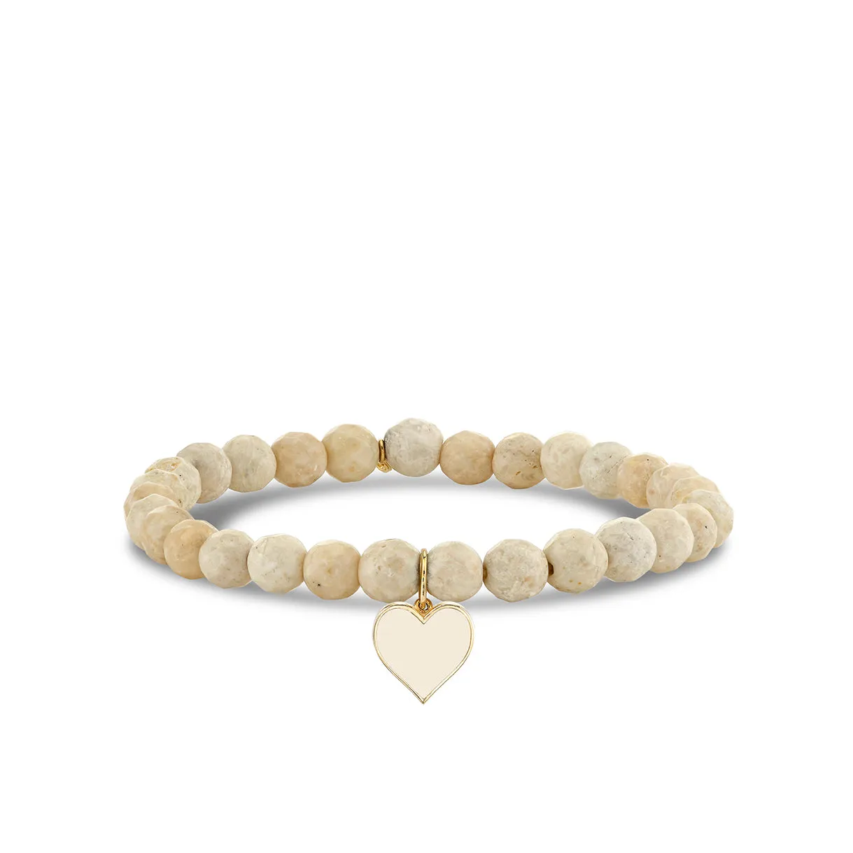 Gold & Enamel Heart on Cream Jasper