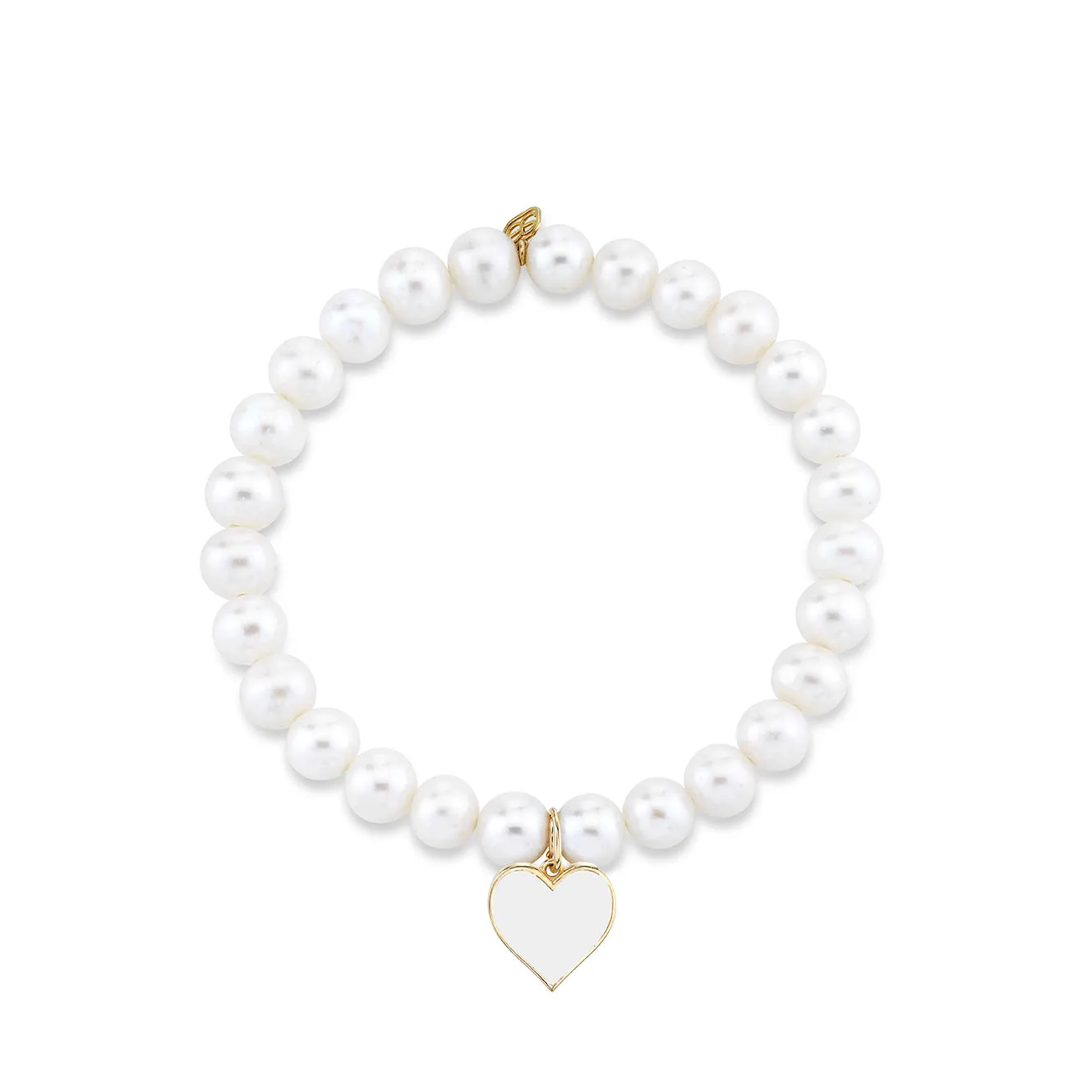 Gold & Enamel Heart on Pearls