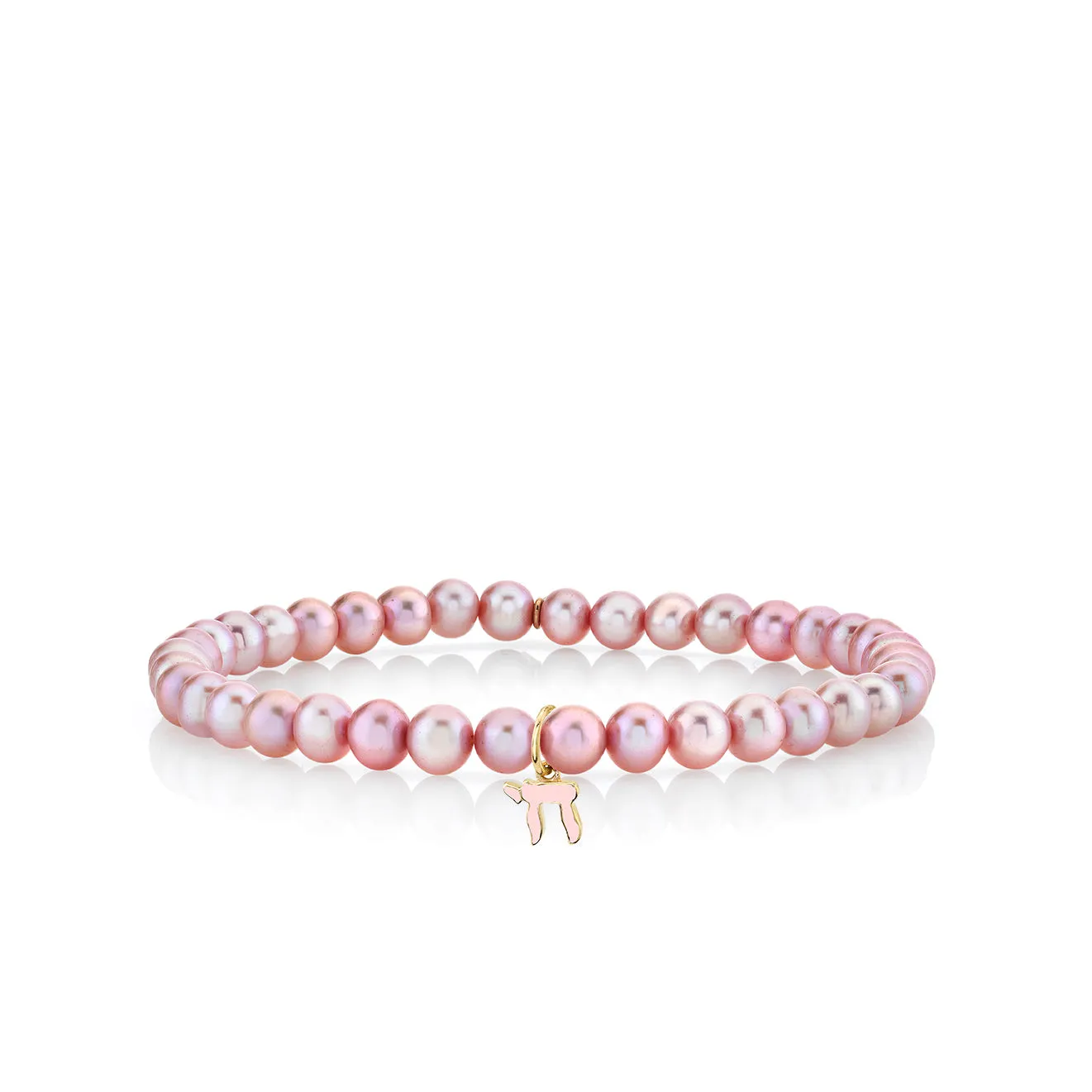 Gold & Enamel Tiny Chai on Rose Pearls