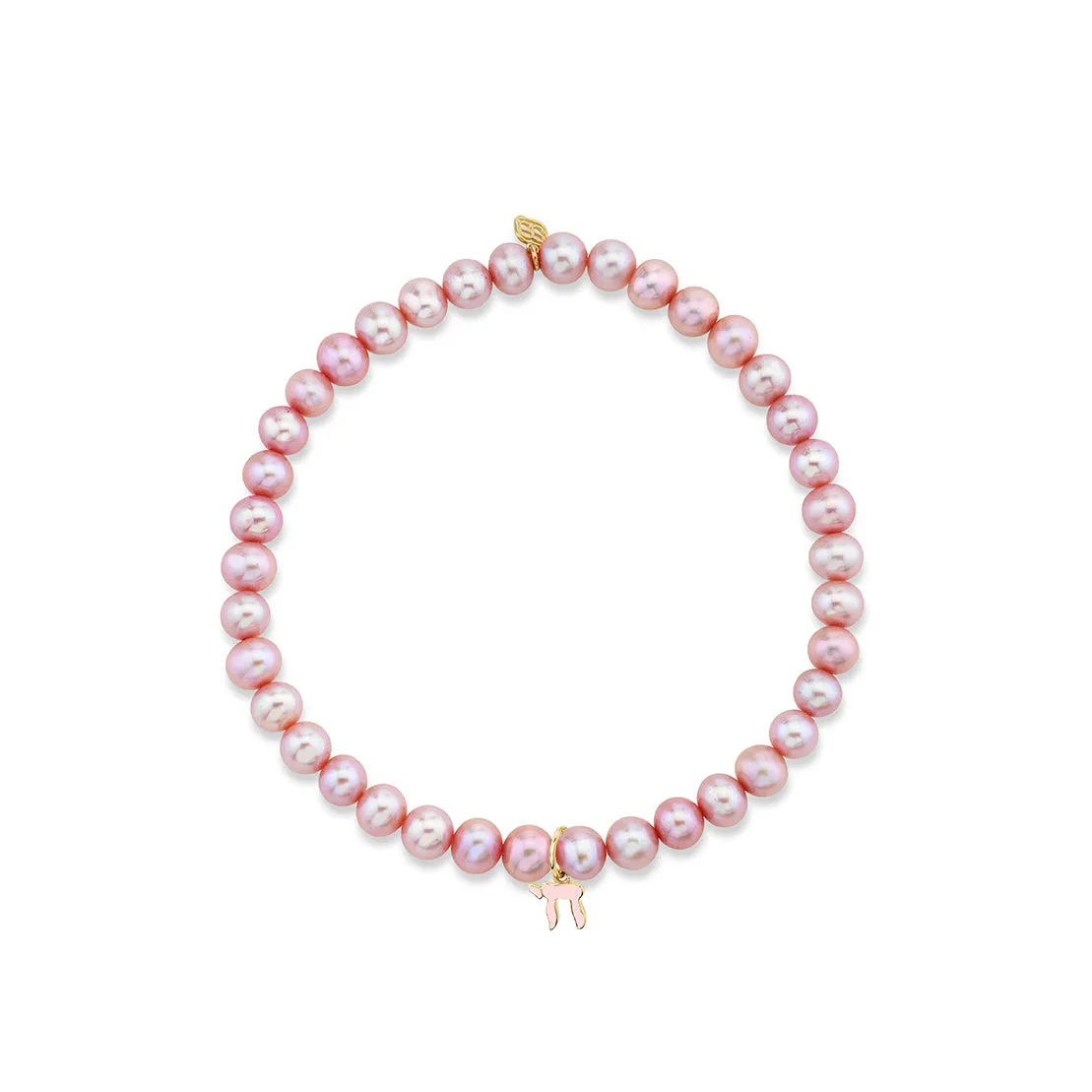 Gold & Enamel Tiny Chai on Rose Pearls